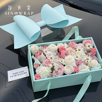 Boîte à gâteau aux fleurs et aux fruits, boîte cadeau à nœud portable, boîte transparente pour arrangement floral de la fête des mères, pour bougie et cadre photo