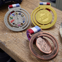 Médaille personnalisée en relief, rotative, pour jeunes et enfants, médaille de hockey sur glace, logo en 3D avec pulvérisation de couleur, médailles sportives en alliage de zinc rotatives