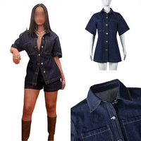 Nouvelle veste en jean tricotée pour femme, collection automne 2024, col rabattu, grande taille, teinte unie, respirante et matelassée