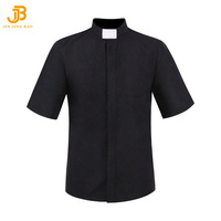 Chemise noire de cosplay de prêtre pour homme, manches courtes, pour Halloween, jeu de rôle missionnaire