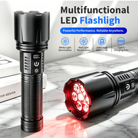 Lampe torche rechargeable à double faisceau 7 LED, lumière blanche et rouge variée, 1000LM, corps en ABS, USB, pour camping, randonnée, utilisation en cas d'urgence
