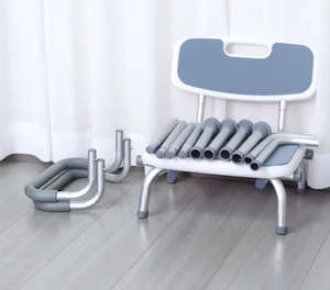 Lichtgewicht douchestoel van aluminiumlegering met verstelbare hoogte en afneembare armleuningen - Product Image 4