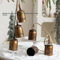Karangan Bunga Natal Meimei Cross-Border Model Terbaru, Dekorasi Besi Tempa dengan Lonceng, Gaya Bohemian Vintage Eropa untuk Pintu Depan