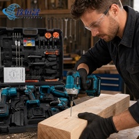 Ensemble combiné d'outils électriques sans fil industriels haute performance 5 en 1 : scie, perceuse, meuleuse, clé à chocs et outil d'entretien