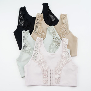 <span class=keywords><strong>Reggiseno</strong></span> in pizzo stile francese, sottile, con chiusura frontale, taglia grande, <span class=keywords><strong>senza</strong></span> ferretto, traspirante, push-up, copertura completa. - Product Image 5