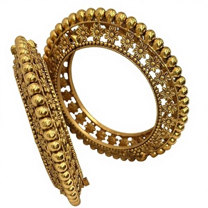 Stunning Premium Quality Brass <b>Gold</b> Plated Moissanite Traditional Wear Openable <b>Bangles</b> Two-Pair <b>Set</b> Wedding Collection Women - Product Image 2