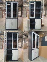 Armoires de classement modernes et durables avec 3 étagères réglables, porte en verre, serrure à clé, en acier, grande capacité, pour usage commercial, bureau, école, maison