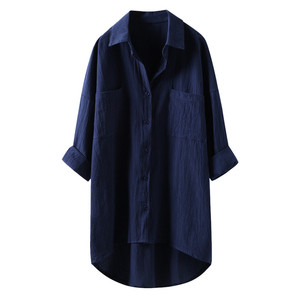 Nuova <span class=keywords><strong>Camicia</strong></span> Casual da <span class=keywords><strong>Donna</strong></span> in Cotone e <span class=keywords><strong>Lino</strong></span>, Cardigan a Maniche Lunghe con Doppie Tasche, Vestibilità Comoda - Product Image 5
