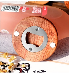 Oneway <strong>Custom</strong> <strong>Fridge</strong> <strong>Magnet</strong> Round Wooden Bottle Opener - Product Image 5
