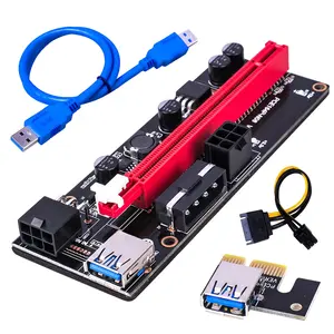 VER009 USB 3.0 PCI-E Riser VER 009S Express 1X 4x 8x 16x Extender Riser Adapter Card SATA 15pin To 6 Pin Power Cable