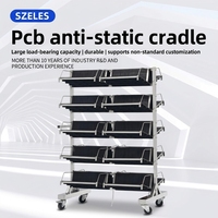 Carrito de Cesta Colgante Antiestático de Acero Inoxidable SZELES, Carro de Colocación de PCB, Estación de Trabajo de Doble Cara para Materiales SMT