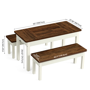 Juego de Comedor Tribesigns de 3 Piezas con 2 Bancos, Mesa de Estilo Rústico de 55 Pulgadas para 4-6 Personas, Comedor Compacto para Espacios Pequeños, <span class=keywords><strong>Color</strong></span> Marrón - Product Image 6