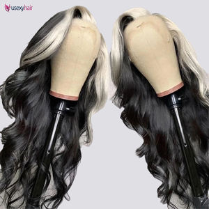 Noir et Blonde Skunk Stripe Body Wave Perruque Lace Front Perruque Pré Cueillie Prêt à Porter HD Sans Colle 13X6 Lace Front Perruques pour Femmes - Product Image 3