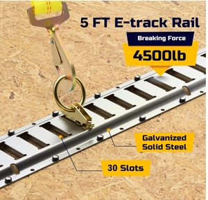 รางอีแทร็ก5ft 6แพ็คพร้อมสมอวงแหวน6ชุดรางแบบผูกลงสำหรับอุปกรณ์เสริมรถพ่วงที่แนบมา - Product Image 2