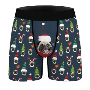 Mens Christmas Underwear Boxer 3D Dog/Plaid Print Funny Boxer Shorts  Underpants