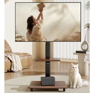 40 किलोग्राम भार क्षमता प्रीमियम घूर्णन टीवी ट्रॉली एडजस्टेबल ऊंचाई मोबाइल टीवी कार्ट 26-6 के लिए फोल्डेबल ट्रे के साथ - Product Image 3