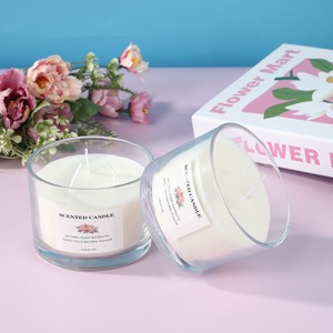 LANJO Handmade Elegant Art <b>Candle</b> with 3 Wicks Glass Jar Soy Wax Floral Scented Long-Lasting Burn Time for Home Decoration - Product Image 3
