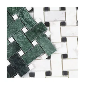 China Foshan grüne Marmor-Mosaikfliesen Marmorstein-Mosaik-Wandfliese für Heimdekoration