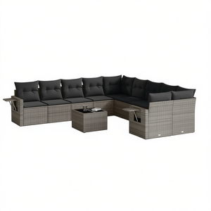 Grey Garden <b>Sofa</b> <b>Set</b> With Cushions UV Resistant PE Rattan Outdoor Furniture Contemporary Design Waterproof - Product Image 1