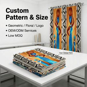 Rideaux afrocentriques occultants à 95 % de qualité supérieure, œuvre d'art colorée représentant une femme africaine, bordure tribale, œillets, drapé, rideaux 100 % polyester - Product Image 5