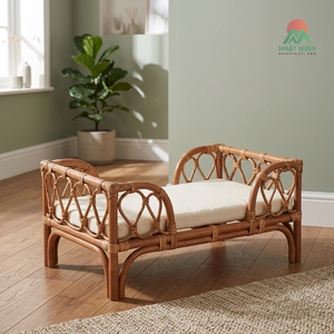 Linda, estable y natural cama de mimbre para muñecas para niños – muebles de mimbre para muñecas al por mayor de Vietnam. - Product Image 4