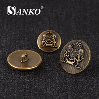 Kancing Pakaian SANKO Luxury - Berlapis Paduan Seng Anti Karat dengan Tangkai Radial Poles Emas untuk Seragam dan Jas Profesional