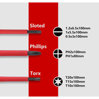 Jeu de 12 tournevis isolés VDE magnétiques en forme de T 1000V avec embouts de précision fendus, Phillips et Torx pour kit d'outils d'électricien