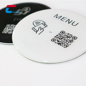 70mm 80mm 맞춤형 에폭시 <span class=keywords><strong>QR</strong></span> 코드 메뉴 <span class=keywords><strong>NFC</strong></span> 태그 테이블에 붙여 넣기 레스토랑 <span class=keywords><strong>NFC</strong></span> 에폭시 메뉴 - Product Image 1