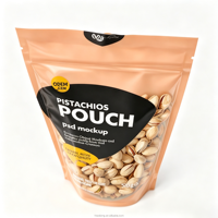 Sachet Doypack Personnalisé Imprimé avec Fermeture Zip Refermable de Qualité Alimentaire, Demi-Transparent Demi-Couleur pour l'Emballage des Pistaches