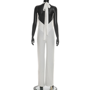 วิวิบลุค J26JP084 จั๊มสูทลำลองเซ็กซี่สำหรับผู้หญิง สีพื้น ทรงเข้ารูป แขนกุด คอแบบผูกหลังเปลือย จั๊มสูทแบบชิ้นเดียว - Product Image 6