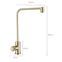 Robinet de cuisine monocommande moderne en laiton doré brossé avec cartouche céramique, à un seul trou, pour eau potable, avec filtre intégré