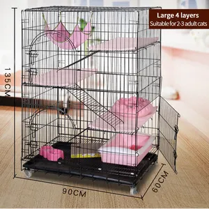 Mèo Lồng thép 3 tầng ráp hamster 4 lớp đa đòn bẩy thang lớn bẫy nhà cho mèo thú y Pet mèo biệt thự