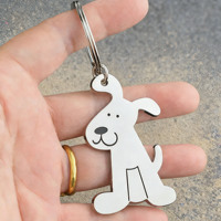 Porte-clés en métal personnalisé en forme de chien de dessin animé, impression UV, cadeau pour les amoureux des animaux, vente en gros