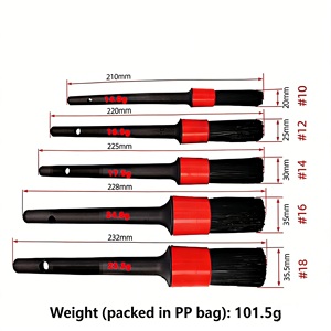 Logo personnalisé, vente directe d'usine ODM, ensemble de 5 brosses de <span class=keywords><strong>nettoyage</strong></span> de <span class=keywords><strong>voiture</strong></span> ultra-douces en PP, légères, noires - Product Image 2