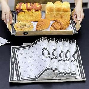 กระดาษห่ออาหารกันไขมันพิมพ์ลายตามสั่ง เคลือบ PE กันน้ำ สำหรับอาหารจานด่วน-เบเกอรี่ ขนมปัง เบเกิล พิซซ่า เค้ก - Product Image 1