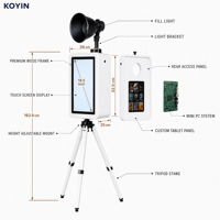 Mesin Photo Booth Kayu Warna Walnut Layar Sentuh Dua Sisi Cetak Instan untuk Hotel dan Pesta