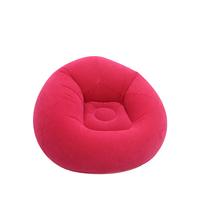 Fauteuil gonflable en forme de pouf avec surface floquée douce, pliable, portable, design moderne pour l'extérieur, le camping, le salon, la chambre à coucher
