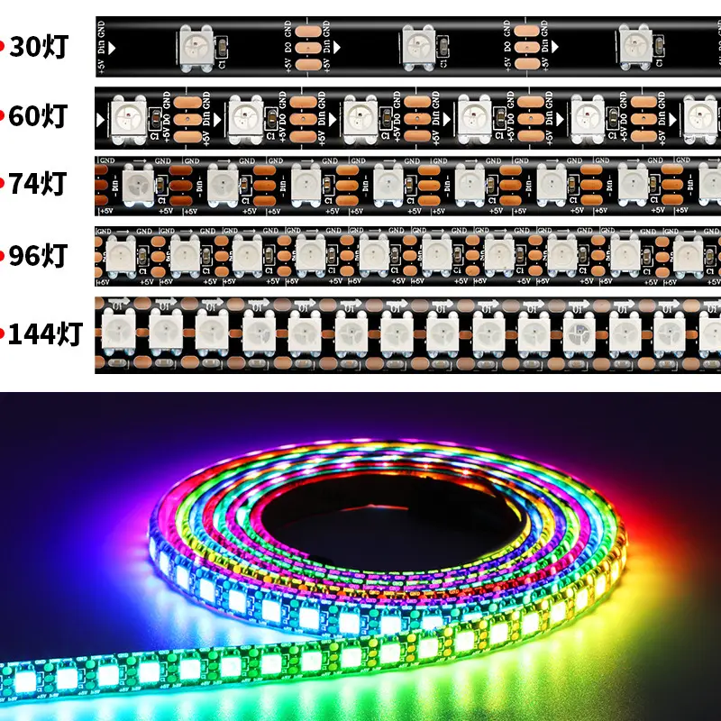 12V WS2811 60leds/m LED Strip Light Addressable RGB LED Strip Flexible RGB LED Pixel Tape for Home Decoration