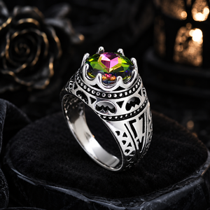 Anello Traforato a Corona Colorato per Donne, Anello da Dito Vintage alla Moda - Product Image 5