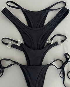 Ensemble <span class=keywords><strong>de</strong></span> maillots <span class=keywords><strong>de</strong></span> <span class=keywords><strong>bain</strong></span> micro bikini OEM personnalisable en tissu recyclé Repreve, avec bretelles croisées et string, pour la plage - Product Image 5
