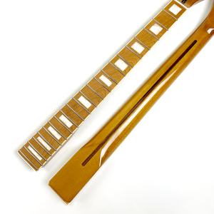 Manche de guitare TL en érable torréfié de 22 frettes, 9,5 pouces, 12 pouces, avec incrustation de blocs blancs nacrés et bordure blanche - Product Image 1