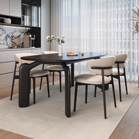 Mesa de Comedor, Estilo Italiano de Lujo Ligero, con Opción de Personalización, Juego de Comedor Rectangular Minimalista con Sillas para Espacios Pequeños