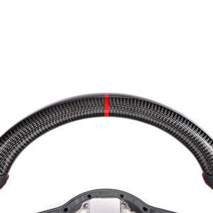 Volant en fibre de carbone véritable pour Volkswagen VW <span class=keywords><strong>Golf</strong></span> <span class=keywords><strong>7</strong></span> R Mk7 <span class=keywords><strong>GTI</strong></span>, avec surpiqûres rouges ou bleues et bande supérieure, en stock aux États-Unis - Product Image 4