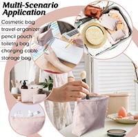 Trousse de Maquillage en Toile Brodé pour Femme avec Fermeture Éclair – Rangement Durable et Tendance pour Articles de Toilette de Voyage