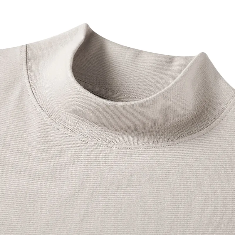 Großhandel Herbst gestrickt lose solide Roll kragen T-Shirt g/m² Baumwolle Unisex Langarm T-Shirt Männer