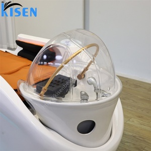 KISEN Factory Wholesale Customized Colorful <b>Led</b> Light Shampoo Massage <b>Bed</b> Durable Material Head Spa Hair Wash Chair Salon Table - Product Image 4