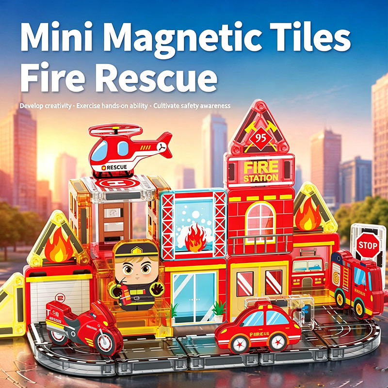 Mini Plastic Magnetic Building Tiles Portable Travel Toy Kid Police ...