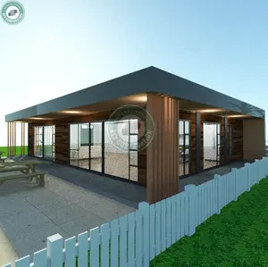 Prefab Container Homes 2 Bedroom House with Large Living Room Eco Home with Pool and Car Garage