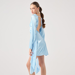 Robe Courte de Soirée Moulante Style Européen et Américain pour Femme, Dos Nu, Taille Naturelle, Couleur Unie, Tendance Décontractée - Product Image 2