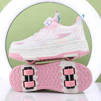Chaussures à roulettes lumineuses réglables en fibre de carbone Heloin pour enfants, avec deux roues en polyuréthane, pour garçons et filles, utilisation en extérieur